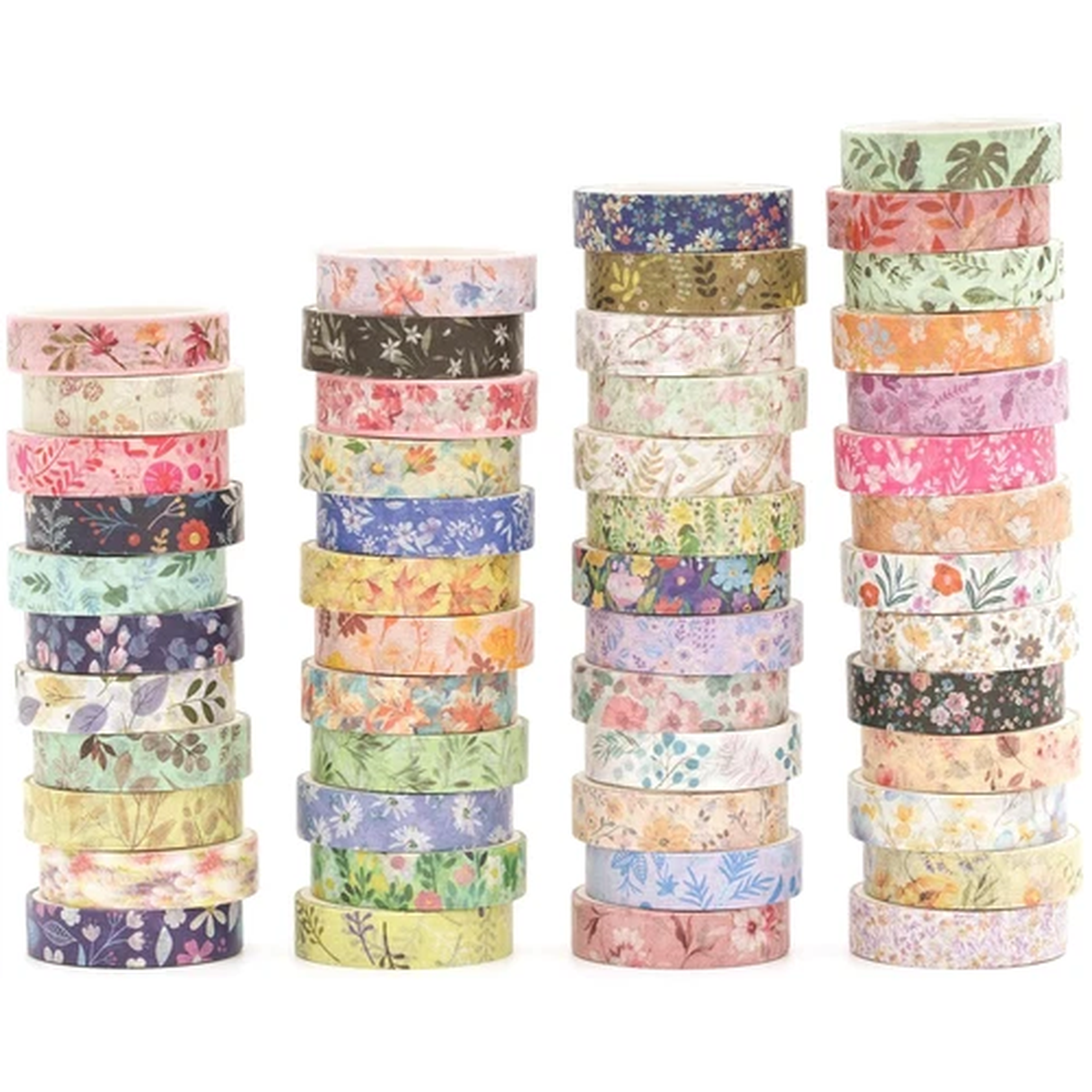 YUBBAEX Flowers Washi Tape Pack 50 Rolls Floral Printed Masking Tape Plants Deco