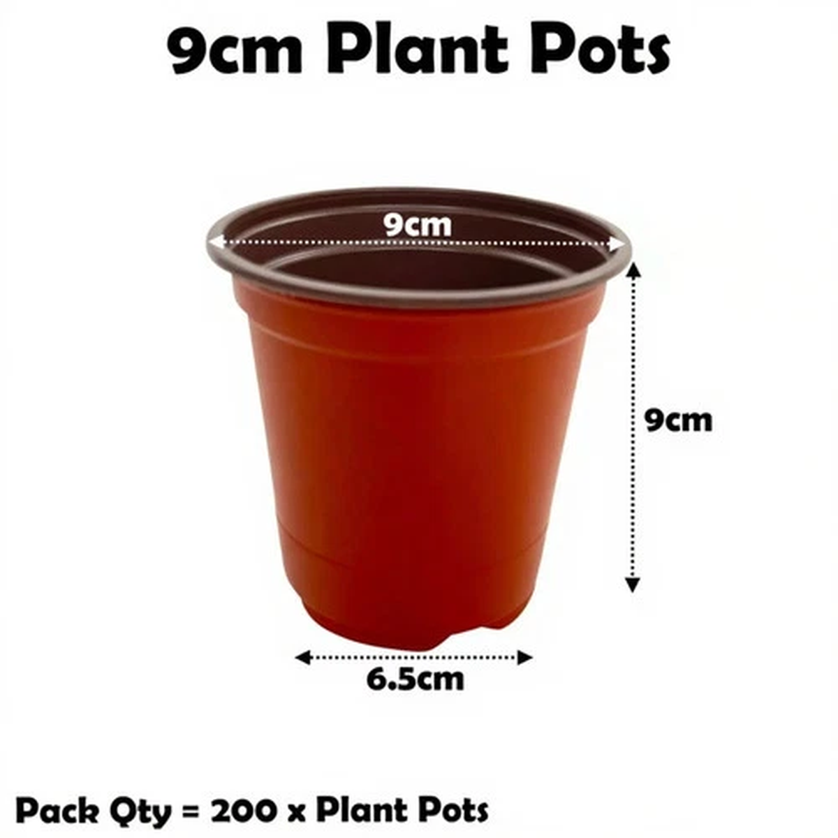 9cm Plant Pots (3.5") Terracotta Plastic Tall Deep Seed Flower Pot Qty = 200