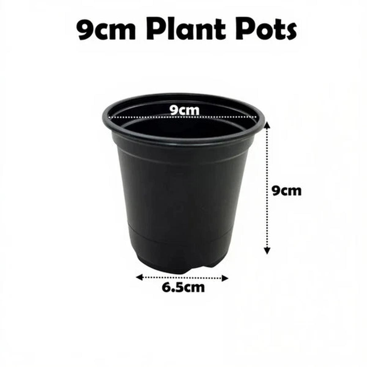 9cm Plant Pots Black Plastic Tall Deep Full Size Flower Seedling Pot 3.5" Round