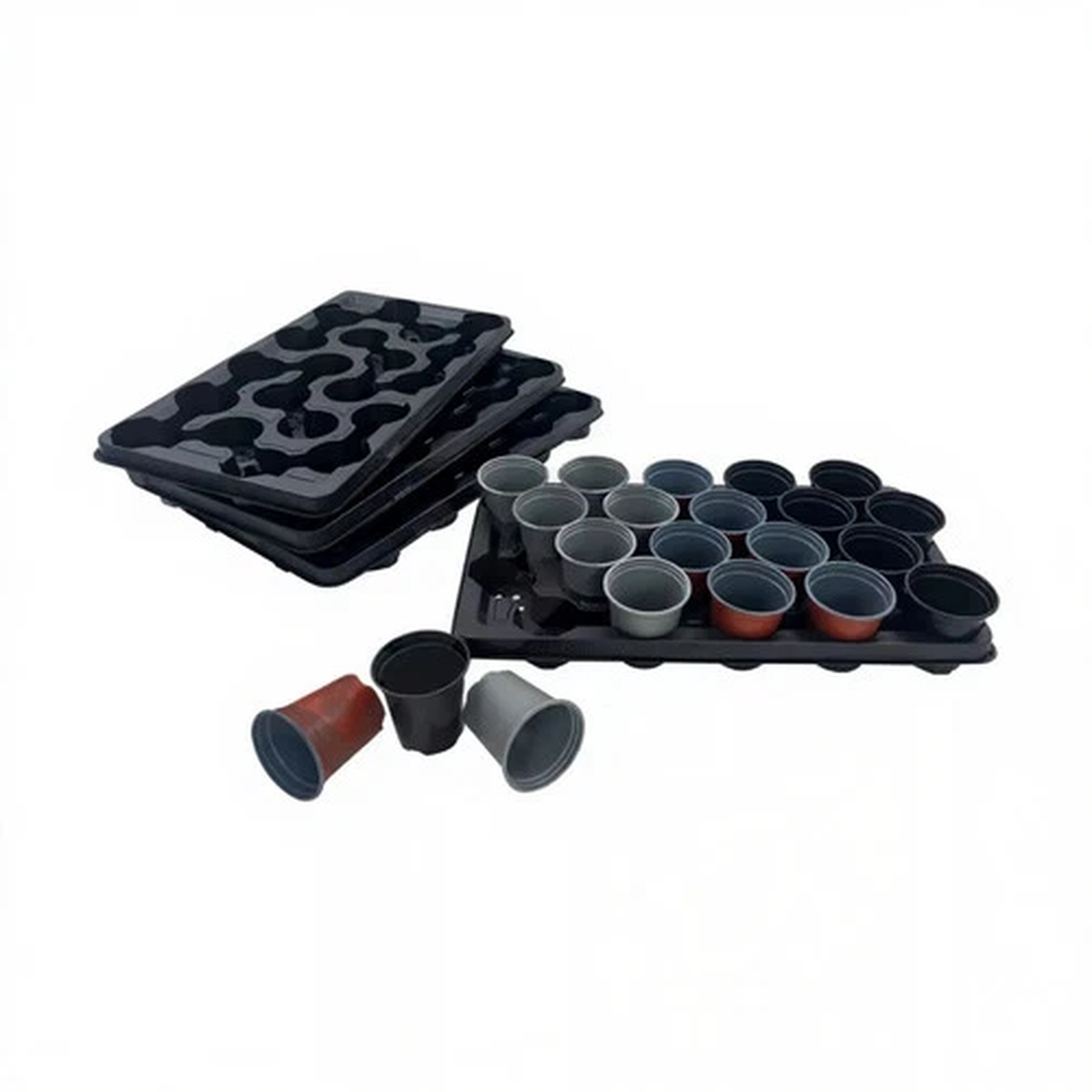 9cm Plant Pots With Carry Trays Transport Market Round Nursery Pot Tray Plastic