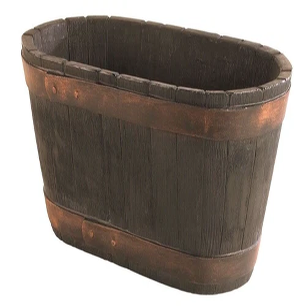 Strata Oakwood Barrel Trough Planter Indoor Outdoor Plastic Garden Plant Pot