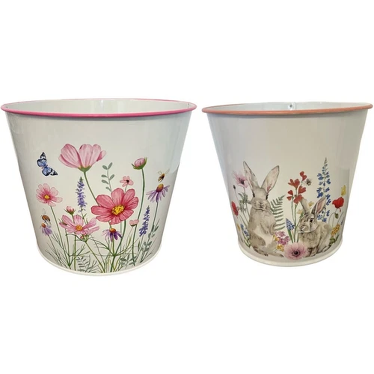 Zinc Flower Pot - Design Choice - Wildflower Rabbit Easter  Mother's Day Gift