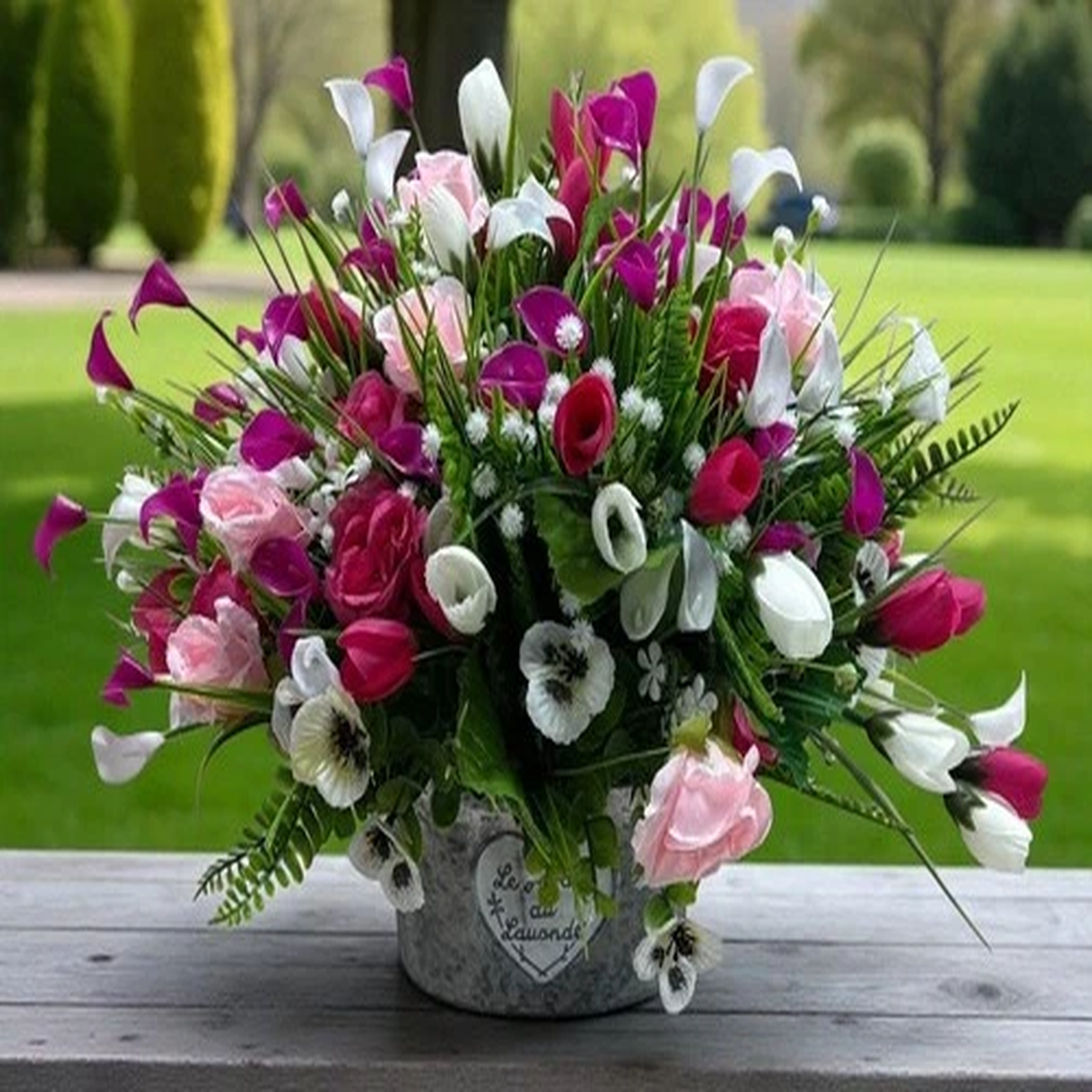 Flower Planter Mixed Roses Tulips. Artificial flowers All Types