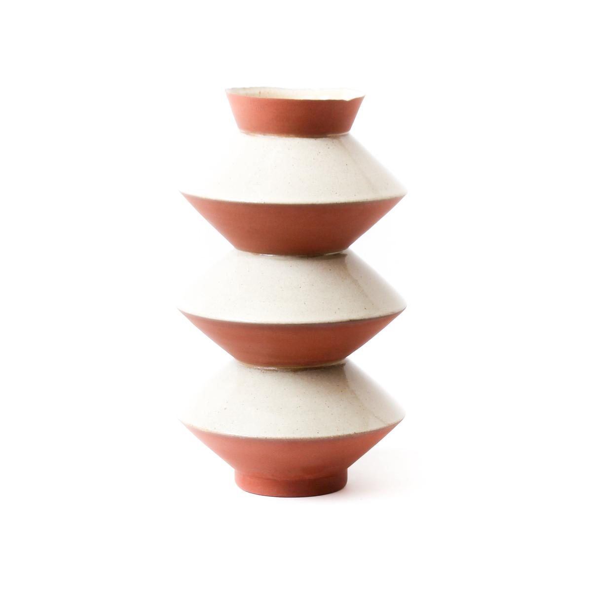 Flake Rim Vase Z8 - Ivory