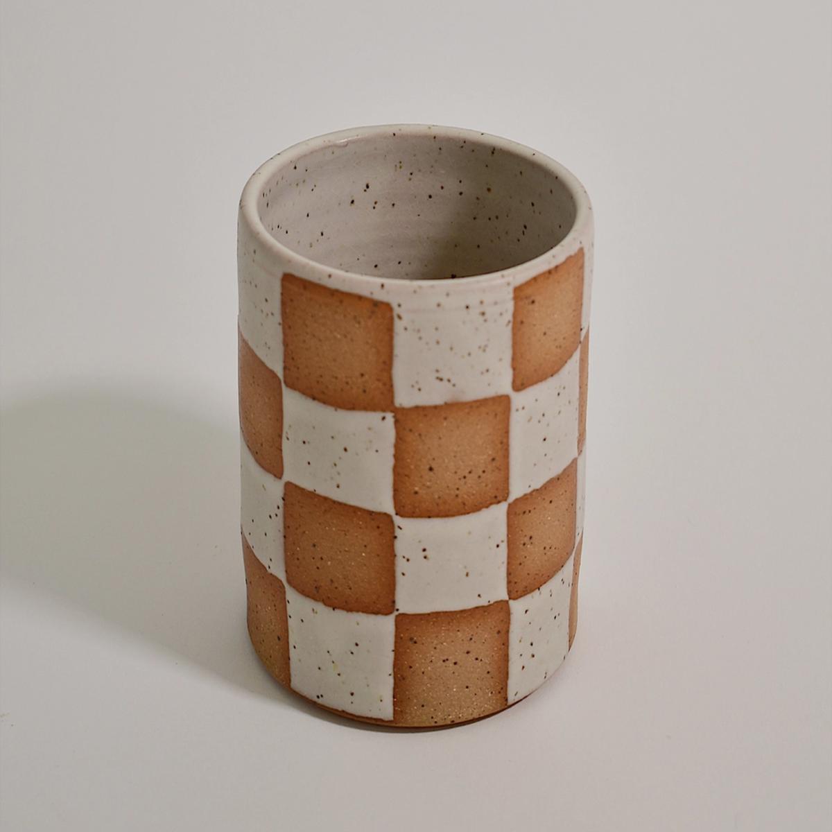 White Checkered Planter