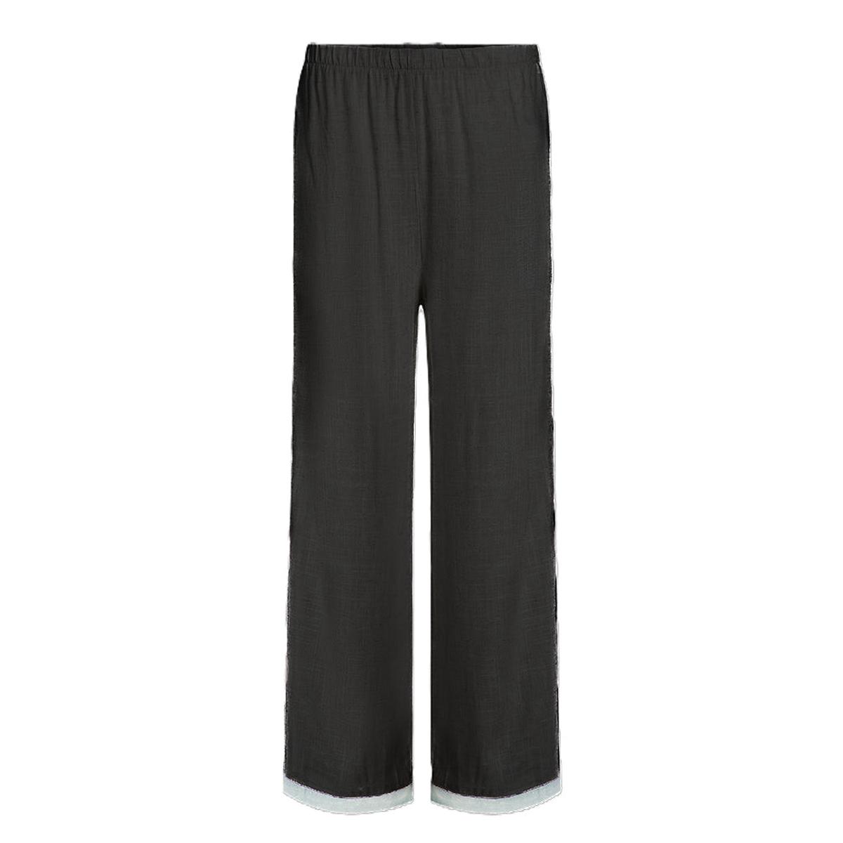 Pull-On Color-Blocked Wide Leg Pant Black Combo