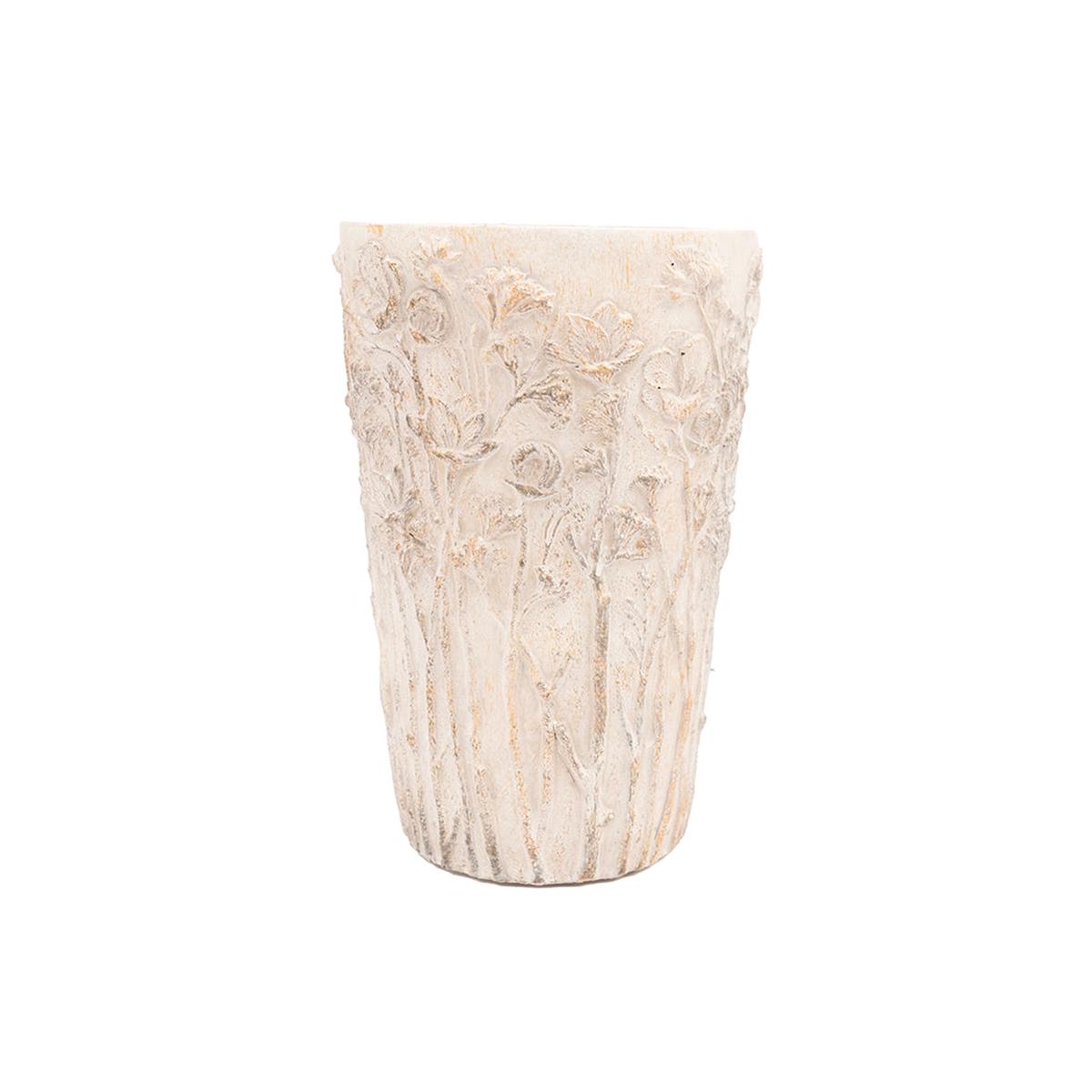 Floral Embossed Cement Planter