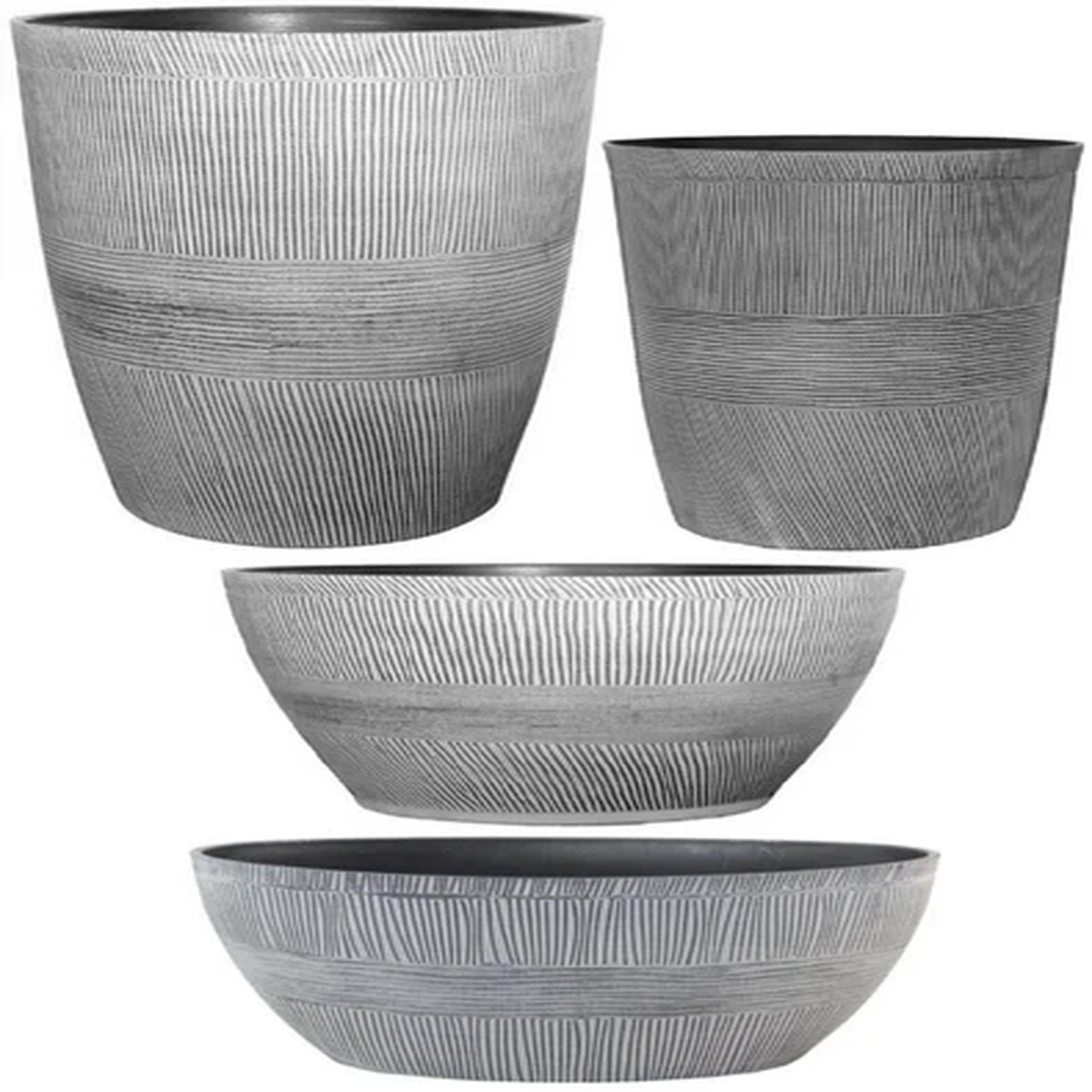 Ebony Grey SmallLarge Plant Pot Indoor Outdoor Garden Round Plastic Planter Bowl