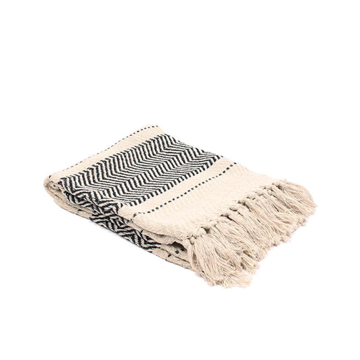 Throw Chevron Stripe Cotton Black