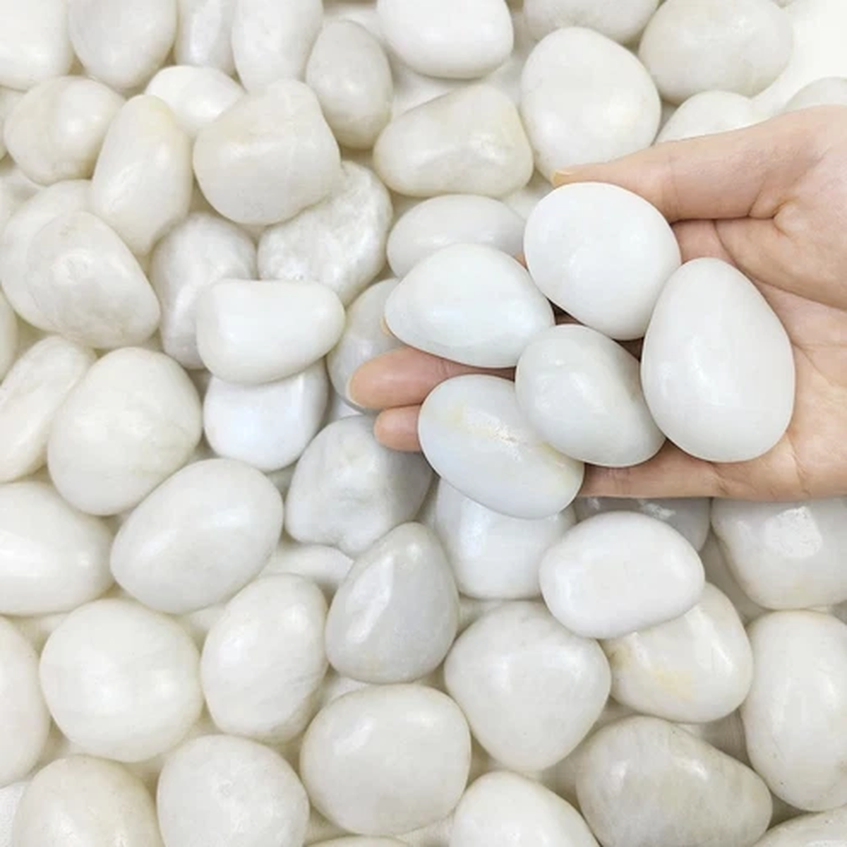 2 lbs White Stones for Garden 30-50 mm Decorative White Pebbles for Plant Pots