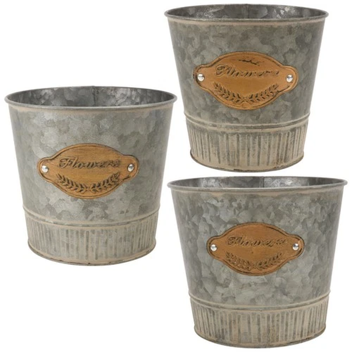 3 Pcs Rustic Flower Pot Home Flowerpot Metal Planter French Iron Bucket