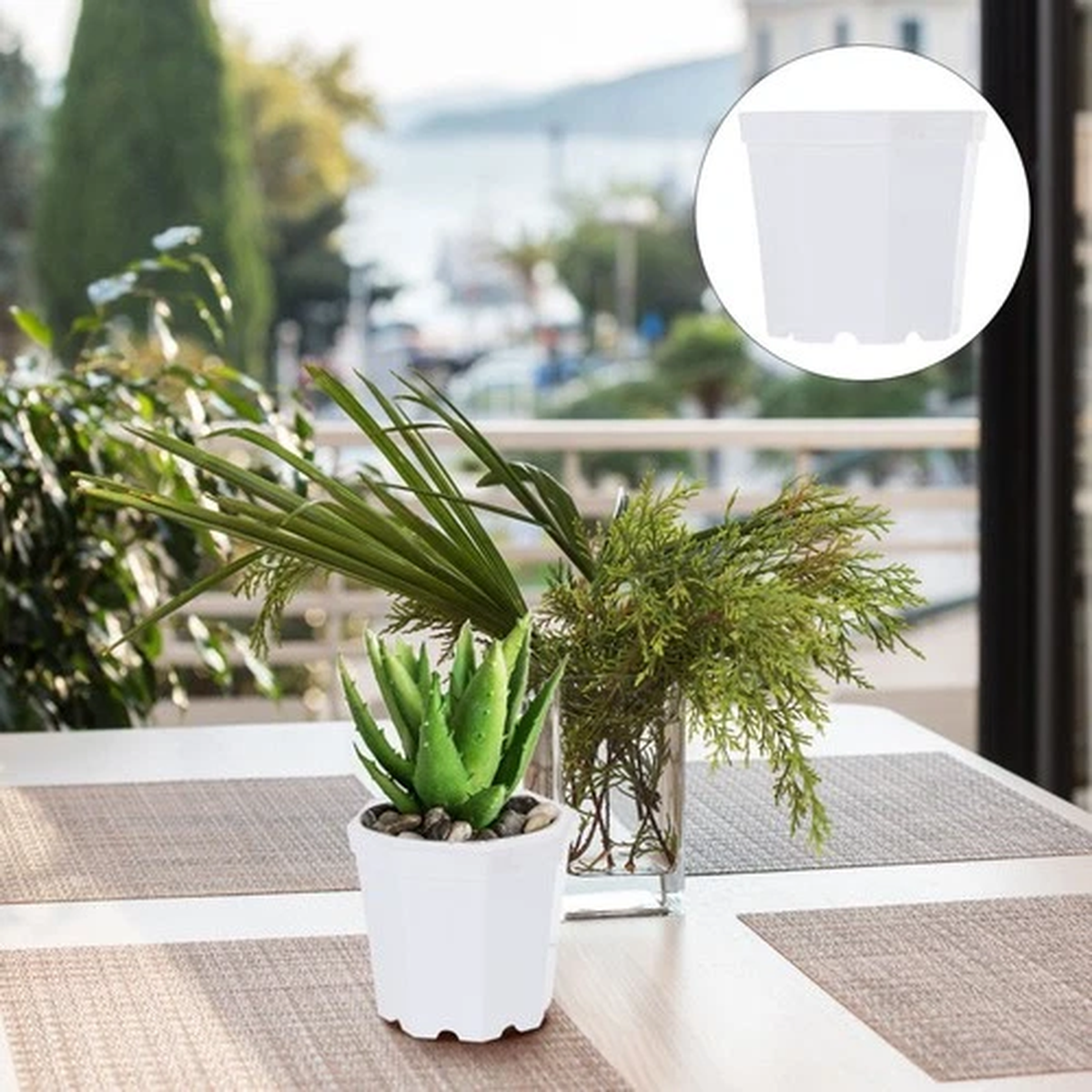 5 Pcs Plastic Planter Pot Garden Flower Pots Planters Modern Flowerpot
