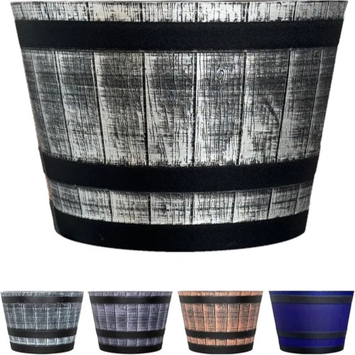 Large Round Barrel Planter Tub Garden Plant Pot Flower Pots Container 40/52cm
