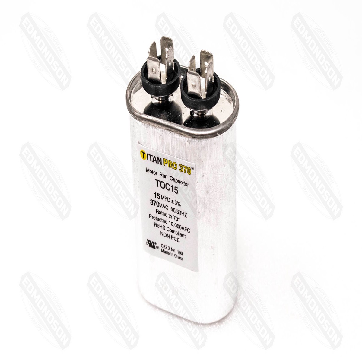 Packard Titan PRO TOC15 Motor Run Capacitor 15 MFD 370 Volt Oval