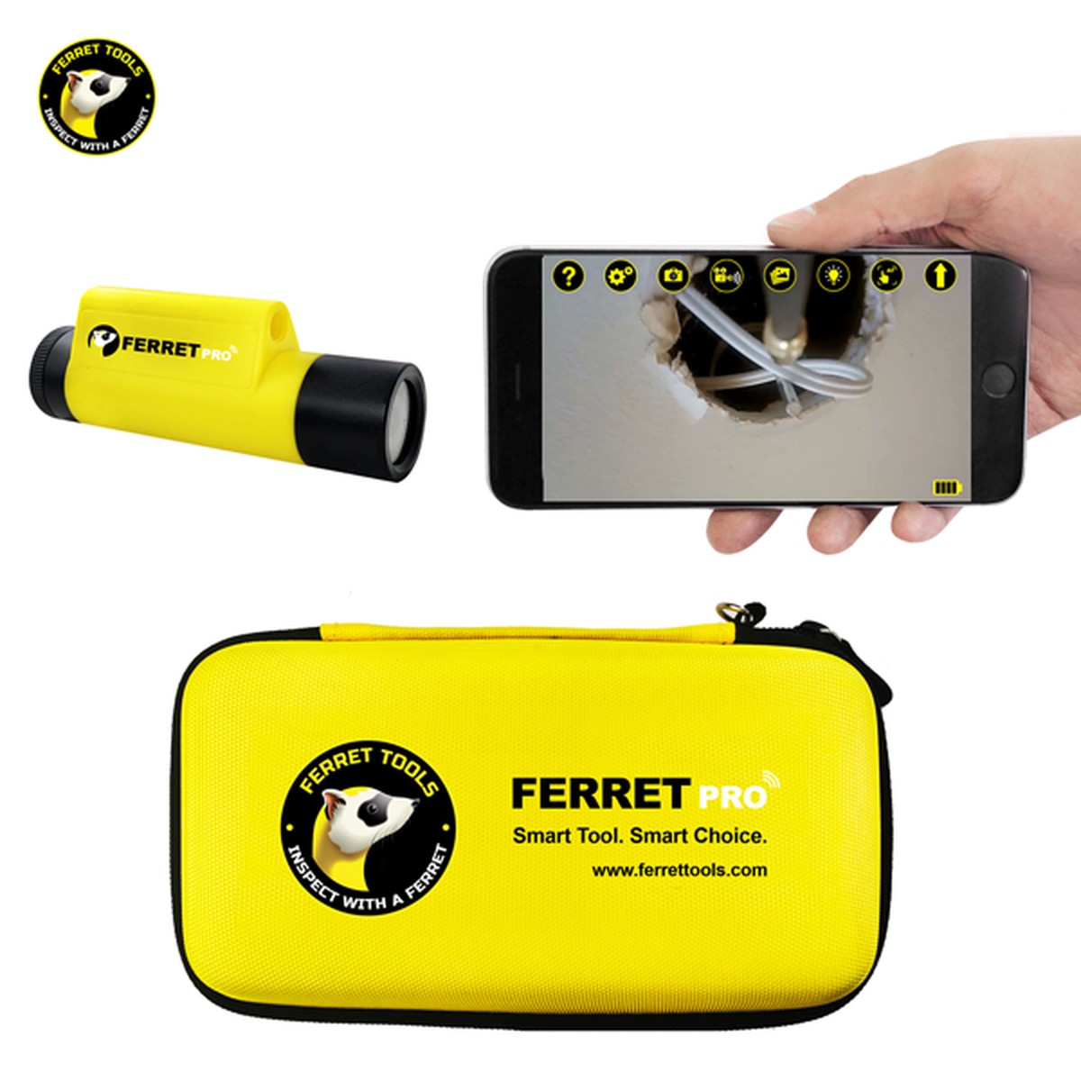 Rack-A-Tiers 99320 Ferret Pro Multipurpose Wireless Inspection Camera and Cable Pulling Tool
