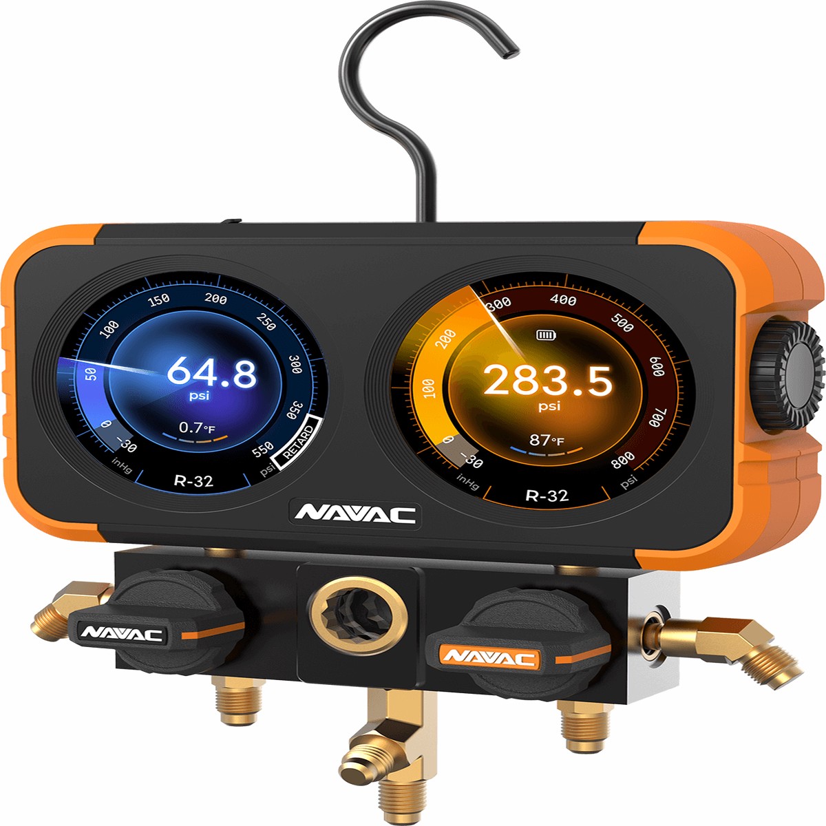 NAVAC N2DX Flex-X Manifold Gauge w/ HD Color Digital Graphic Interface, A2L, 72 Refrigerants