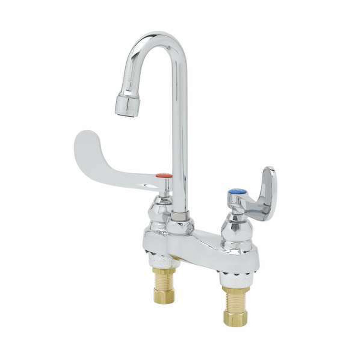 T&S Brass B-0892 Medical Faucet, 4" Deck Mount, Swivel/Rigid Gooseneck, 2.2 GPM Aerator, 4" Wrist-Action Handles