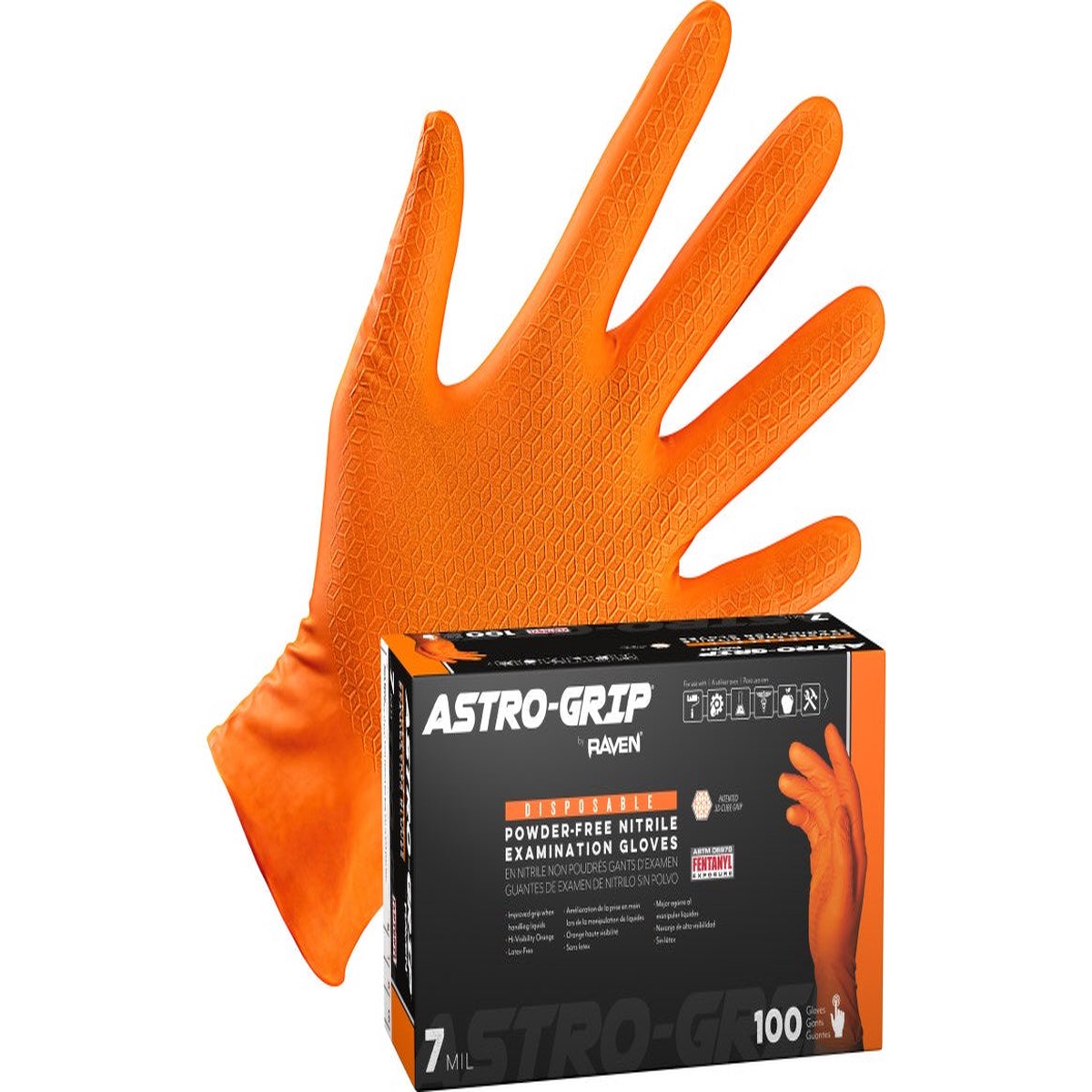 SAS Safety Corp 66474 Astro-Grip Powder-Free Exam Grade Nitrile Disposable Gloves - 7 Mil - 100PK - Size XL