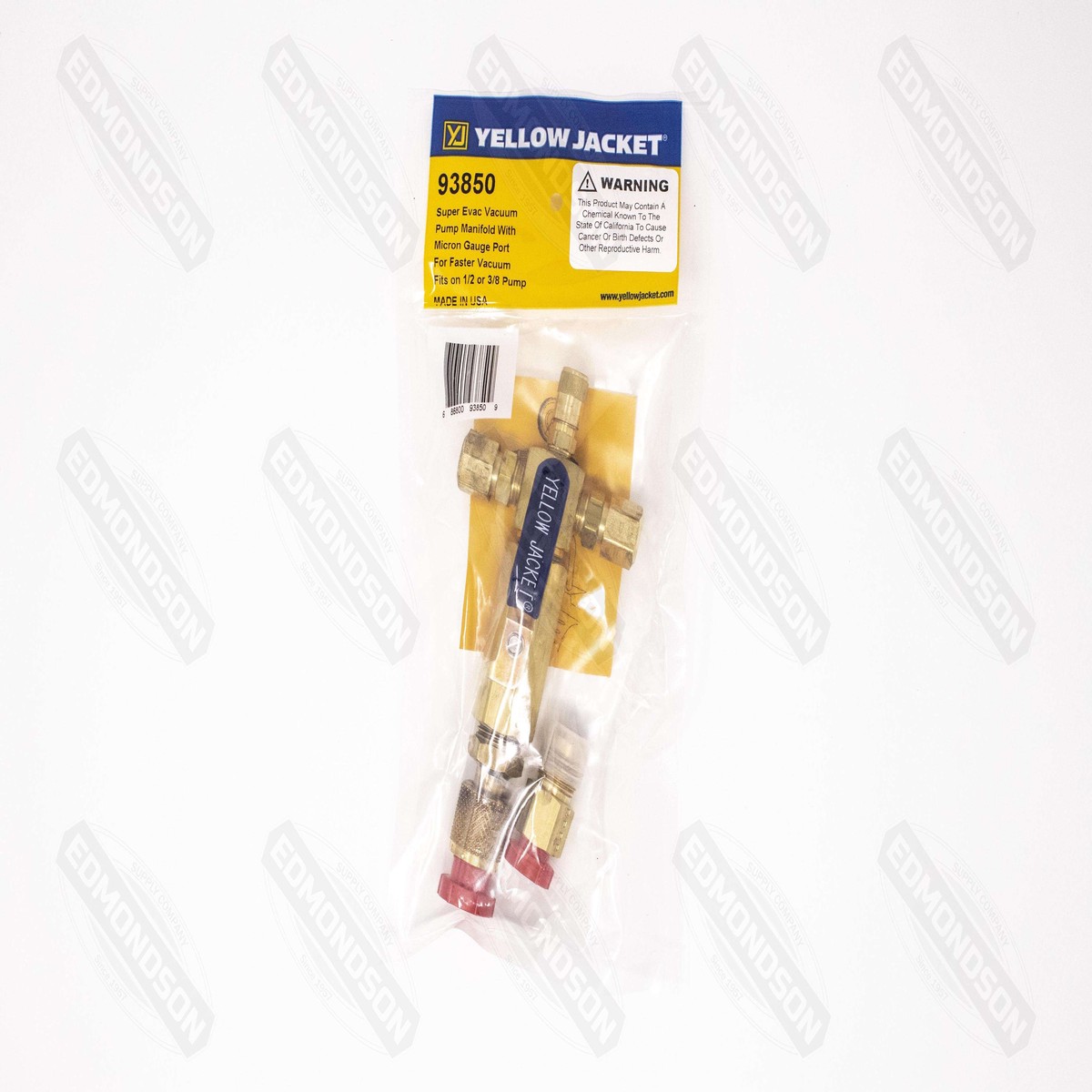 Yellow Jacket 93850 Single Valve Coupler with 1/4 Schrader Mount with 1/2 Female Flare for SuperEvac Evacuation Manifolds