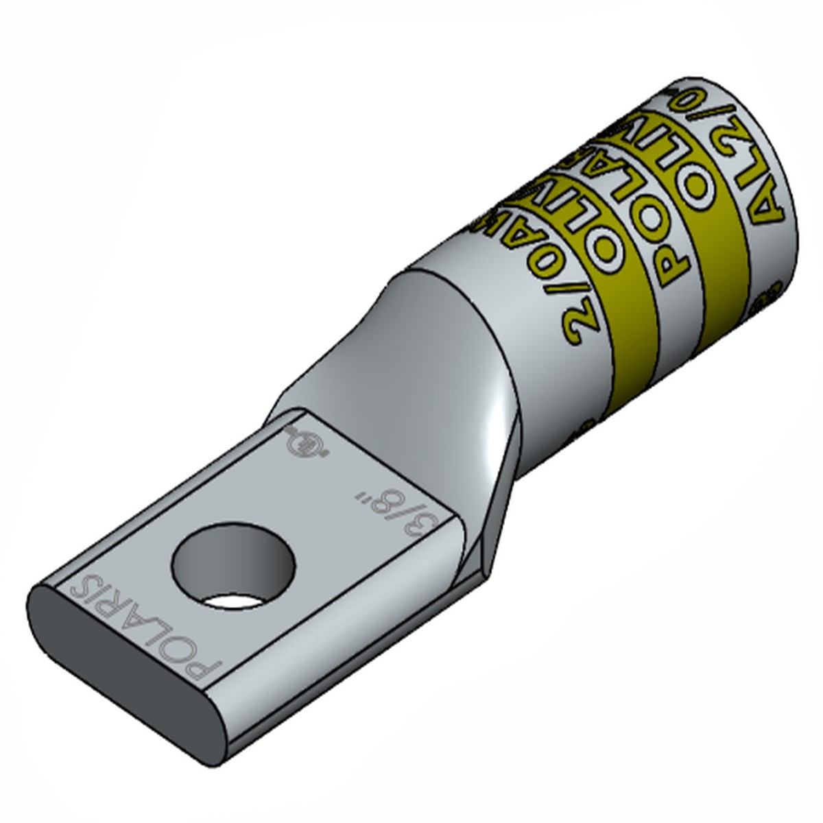 NSI AL2/0-38 Single-Hole Aluminum Barrel Compression Lug, 2/0 AWG, 3/8 Mount, AL/CU