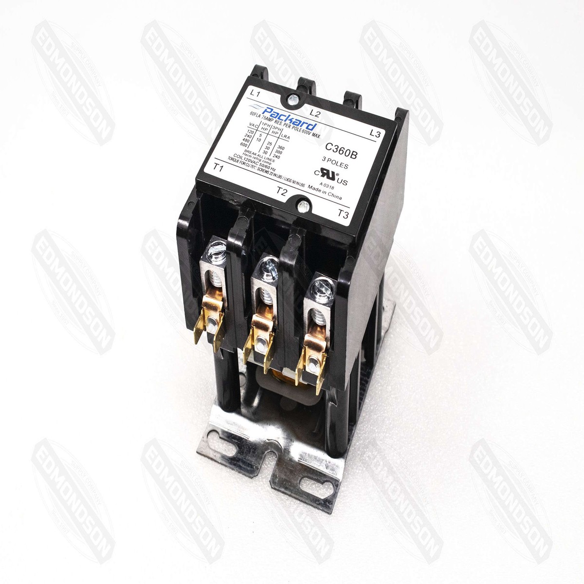 Packard C360B Contactor 3 Pole 60 Amps 120 Coil Voltage