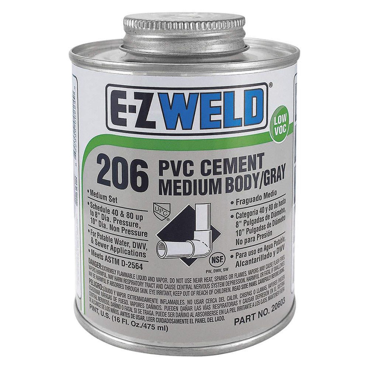 1/4" Pt GRAY Medium Duty PVC Cement