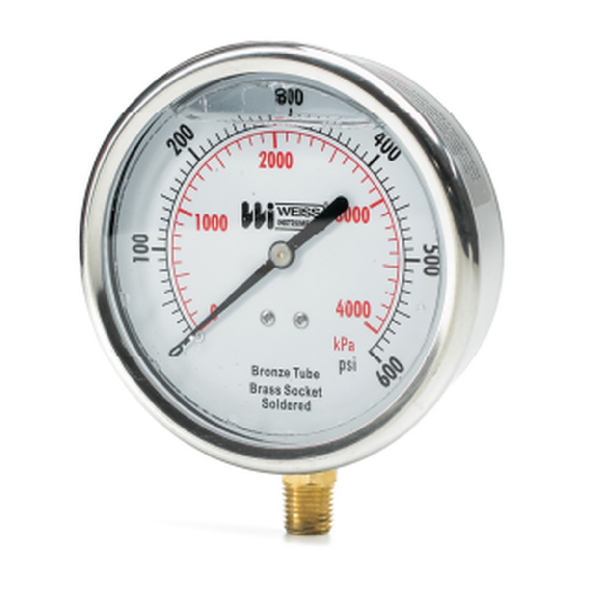 Weiss Instruments LF441-030-4L 4" Liquid Filled Pressure Gauge, 0-30 psi, 1/4" NPT