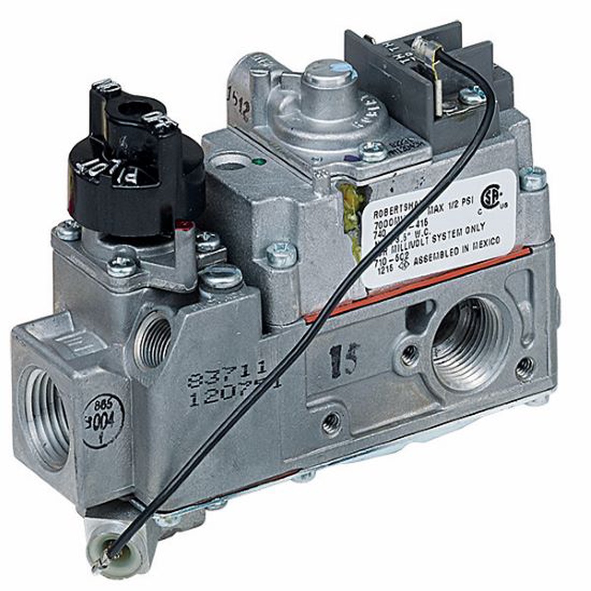 Robertshaw 710-502 Millivolt Low Capacity Gas Valve, 1/2" x 1/2", 70,000 BTU