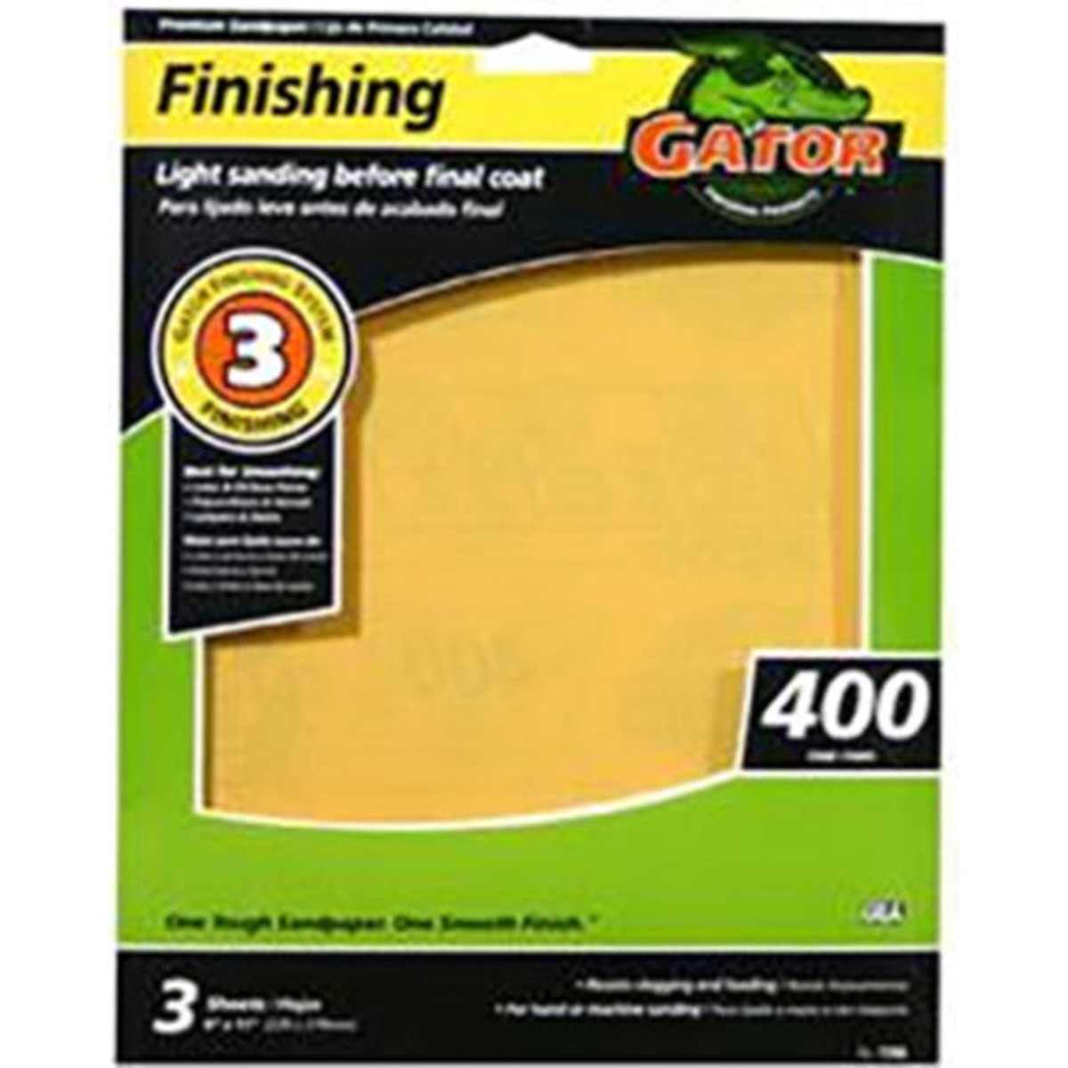 SANDPAPER 9 IN X 11 IN 400 GRIT 3 PK