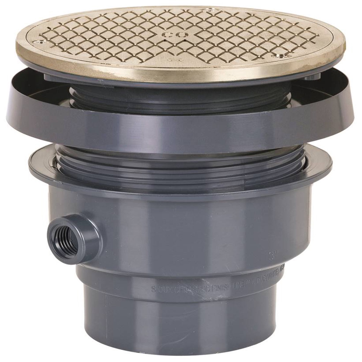 Sioux Chief 834-3PNR FinishLine Adjustable Floor Cleanout, 3'' PVC Hub - 6-1/2'' Round Nickel-Bronze Ring & Cover