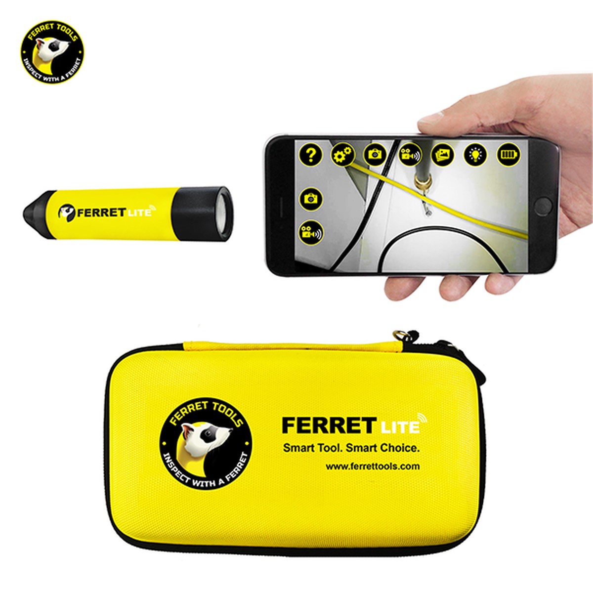 Rack-A-Tiers 99317 Ferret Lite Multipurpose Wireless Inspection Camera and Camera Pulling Tool
