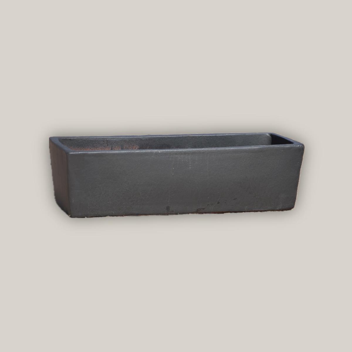 212M19 - Matte Black Rectangular Ceramic Planter - 24" x 8" x 7" | Matte Black