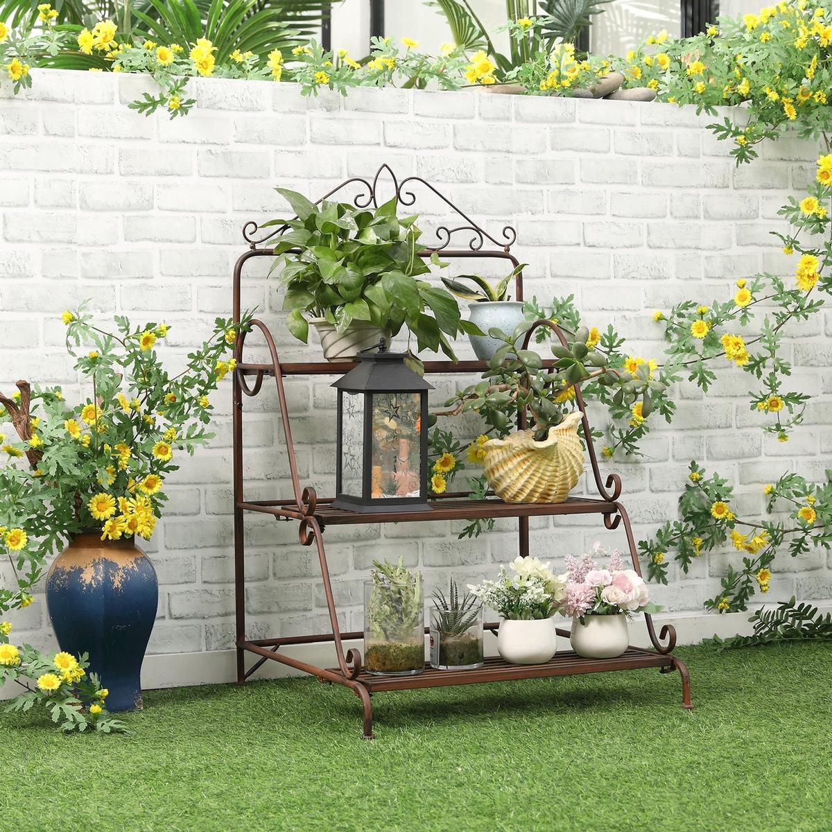3 Tier Metal Plant Stand, Indoor/Outdoor