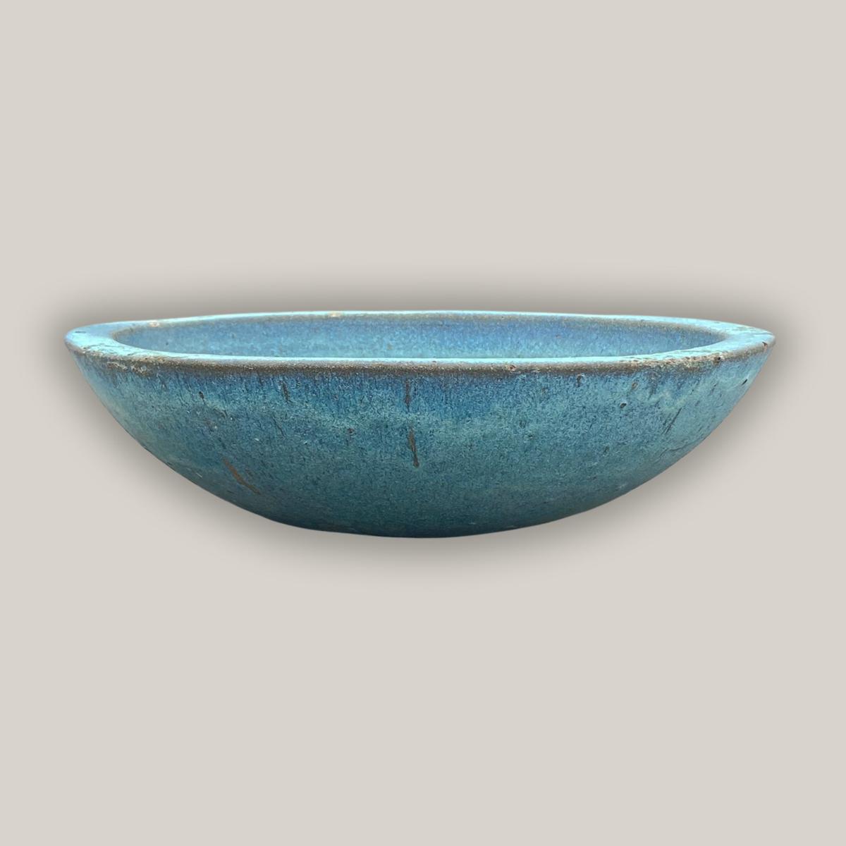 603R17FS - Matte Green Rustic Style Wide Bowl - FREE SHIPPING - 20" x 20" x 6" | Matte Green