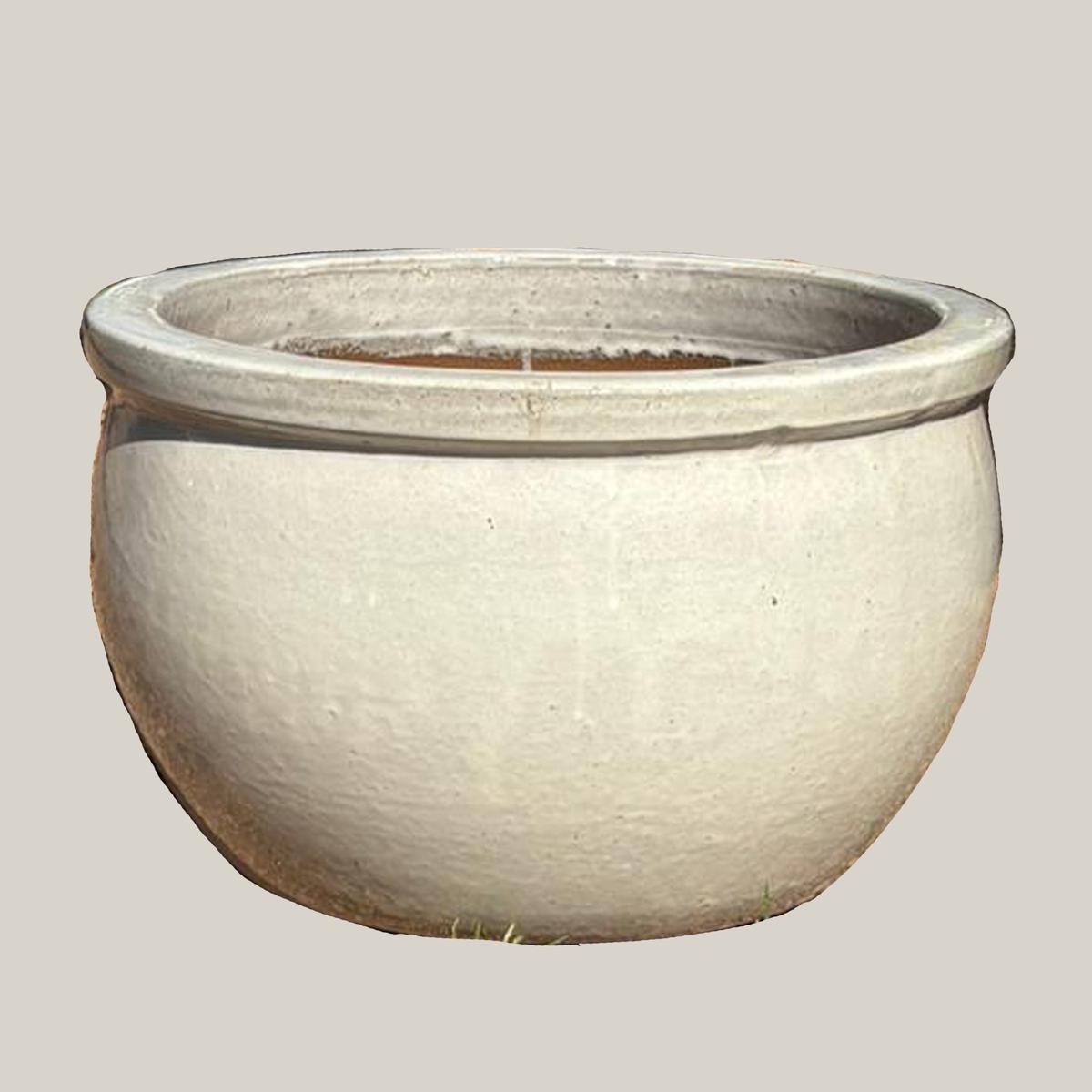 6114H25 - White Classic Round Low Bowl Planter - 20" x 20" x 12" / White