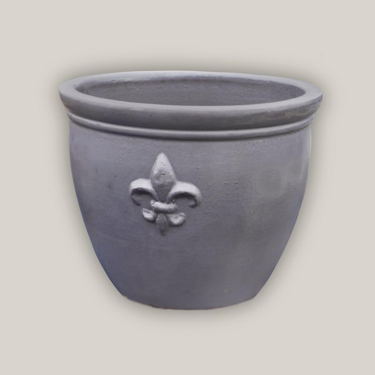 8455N14 8211 Matte Black Fleur de Lis Double Rim Ceramic Planter 8211 258221 x 258221 x 218221 Matte Black