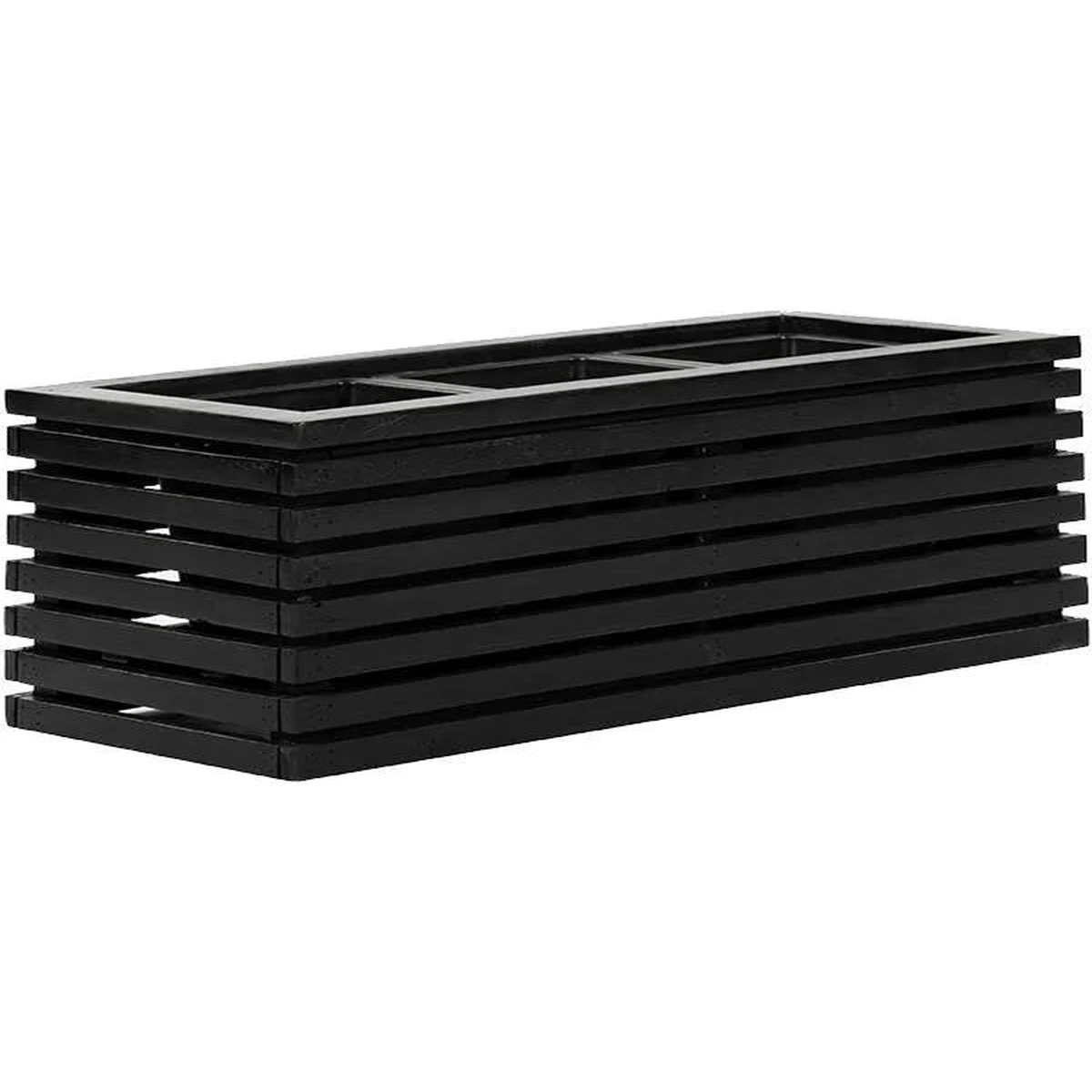 Marrone Orizzontale (with liner) Plant Pot 28cm Height 18cm Dia Box Black