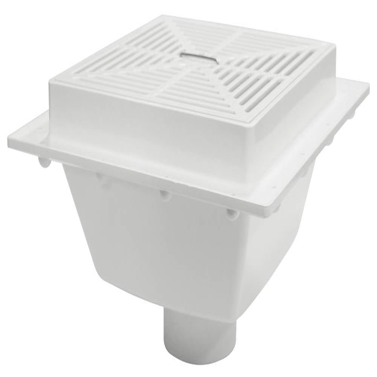 Sioux Chief 861-4P SquareMax PVC Square Floor Sink, 4" PVC Sch. 40 Hub Connection, 11-3/16" Grate