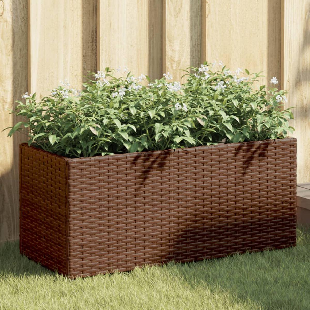 vidaXL Garden Planter with 2 Pots Brown 72x30x32 cm Poly Rattan