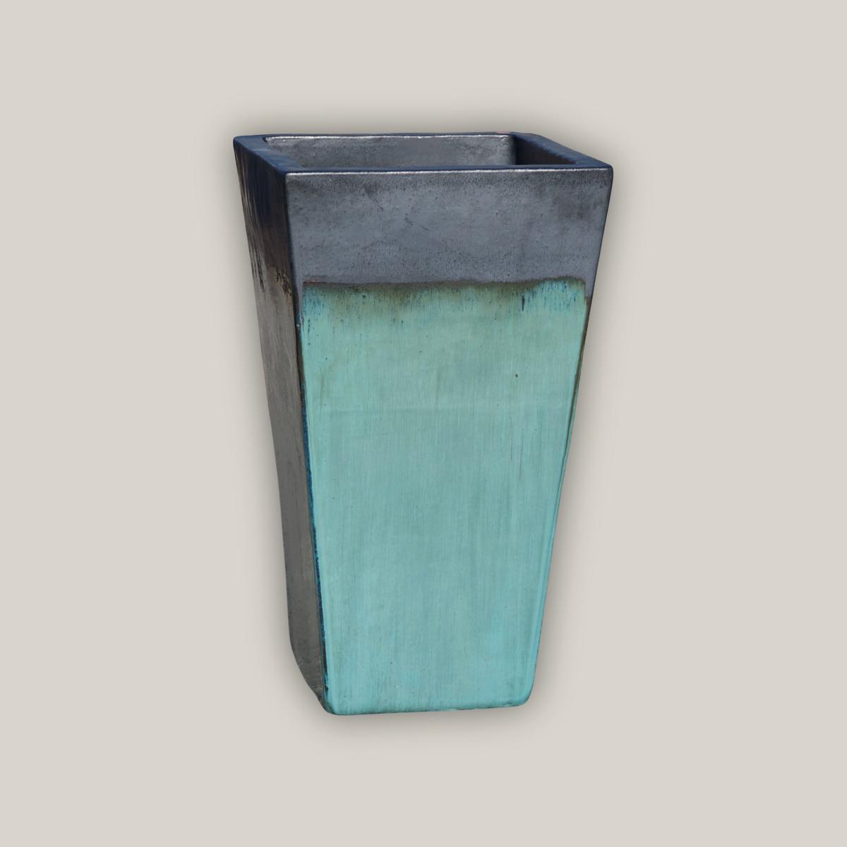 6018H6 8211 Matte BlackTurquoise Square Wedge Planter 8211 118221 x 118221 x 188221 Matte BlackTurquoise Ceramic
