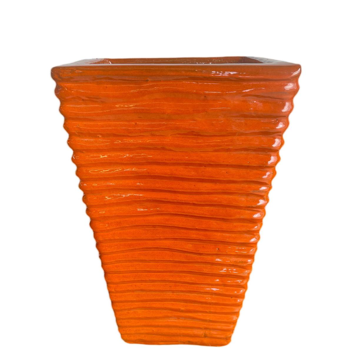 9755P16 -Pumpkin Spice Ceramic Ripple Square Planter 8211 118221 x 118221 x 248221 Pumpkin Spice