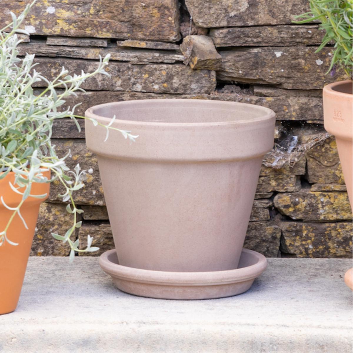 Vulcano Earthen Terracotta Pot - 17cm | Pot and Saucer Set | Earth Terracotta