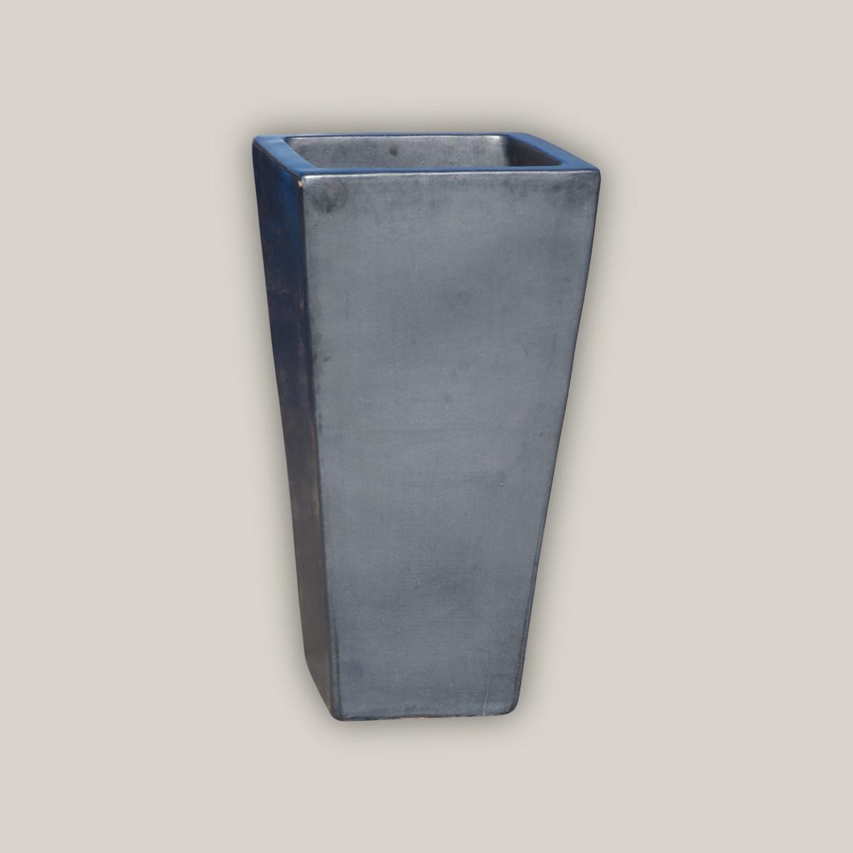 6018H33 - Matte Black Square Wedge Planter - 11" x 11" x 18" | Matte Black | Ceramic