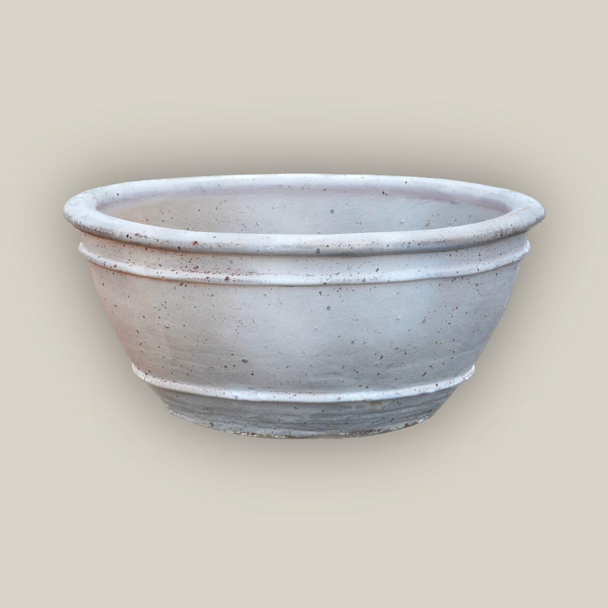 1-729R20 - Matte White Rustic Low Bowl Ceramic Planter - 29" x 29" x 14"