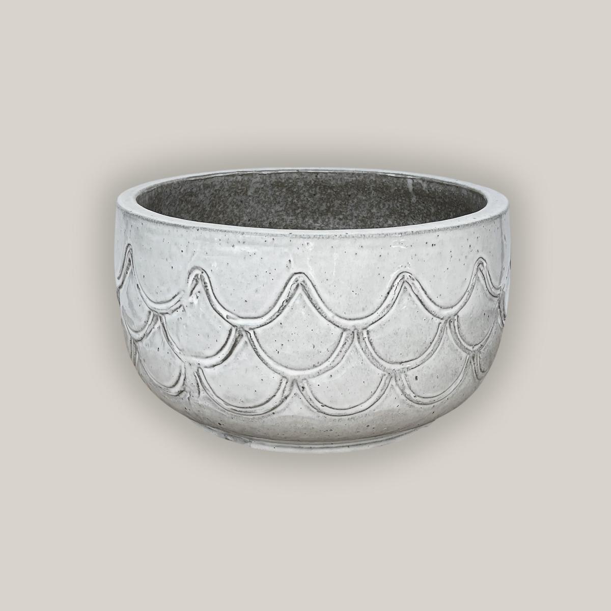 3023L4 - White Mermaid Scale Planter - 16" x 16" x 23.5"