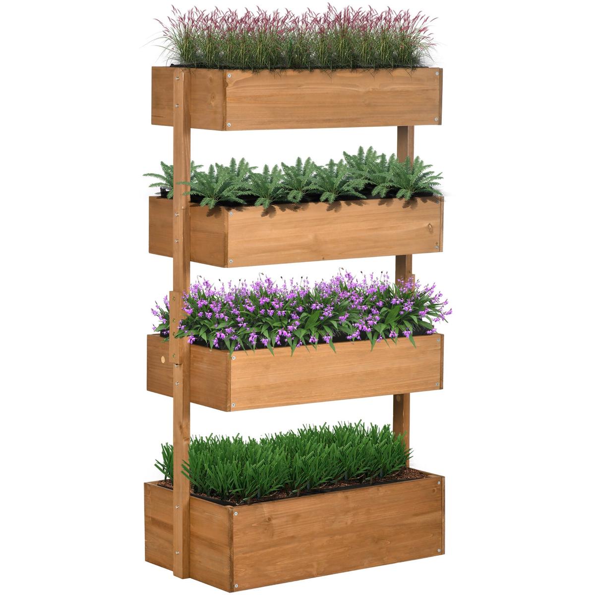 4 Tier Raised Garden Planter for Organised Flowers Herbs or Vegetables Orange