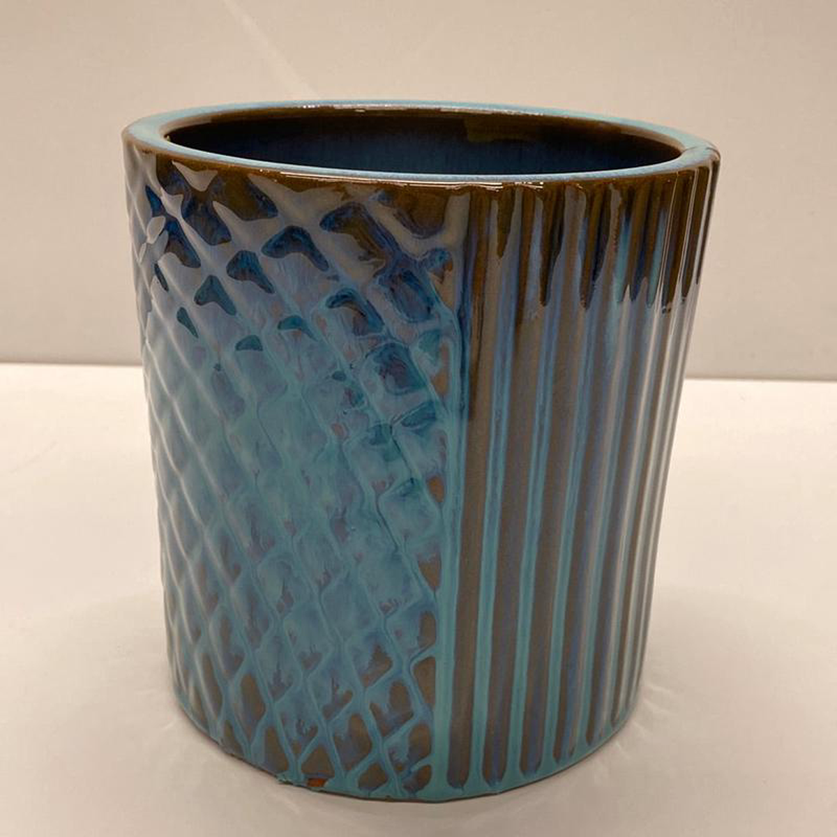 618243 Cylinder Pot with Pattern Green