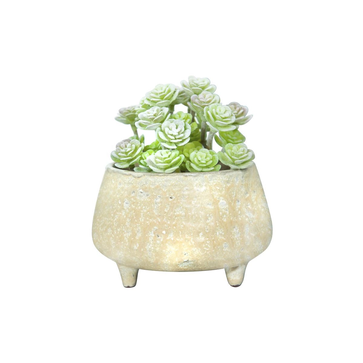Stoneware Footed Planter, Beige Glaze