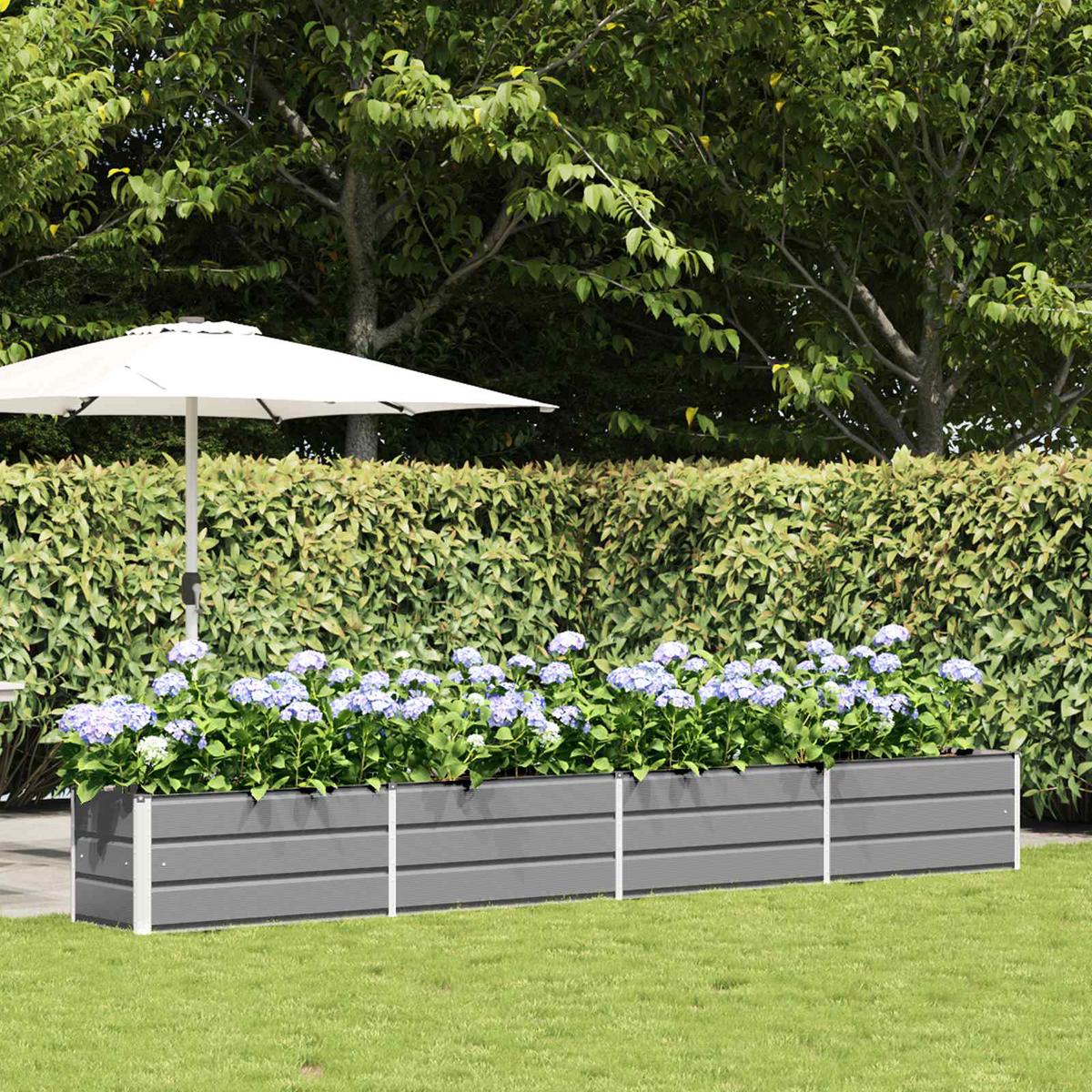 vidaXL Planter Light Grey 385 x 50 x 45 cm Galvanised Steel