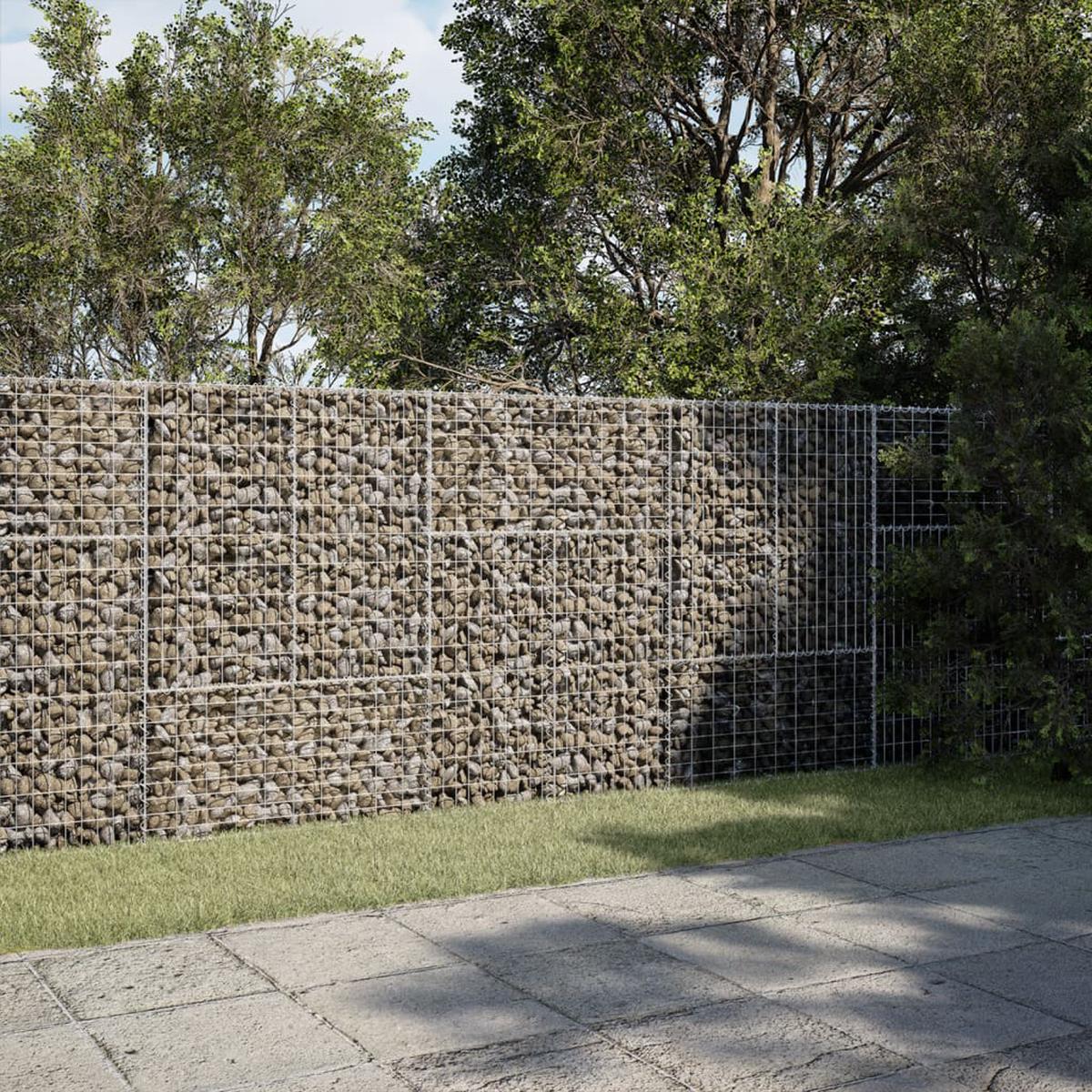 vidaXL Gabion Basket with Cover 300x50x150 cm Galvanised Iron